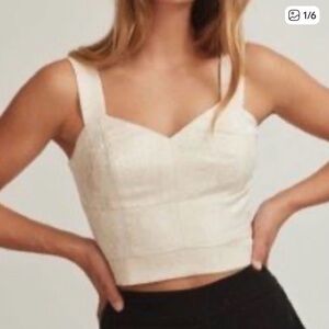 Abercrombie & Fitch Cream linen Crop Top